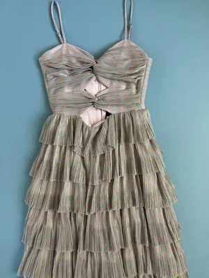 NWT Gianni Bini Grace Plisse Rainbow Metallic Sweetheart Cut Out Tiered‎ Dress thumbnail 5