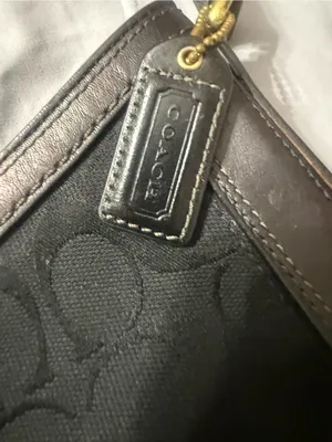 Vintage Coach Black Signature Canvas Shoulder Bag with Brass Hardware thumbnail 3