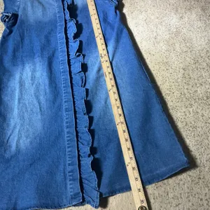 Mazik Cottagecore Blue Denim Ruffle‎ Sleeve Shift Dress MK5338 S Western Boho thumbnail 3