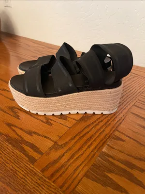 Black Platform Espadrille Sandals with Elastic Straps size 7 thumbnail 4