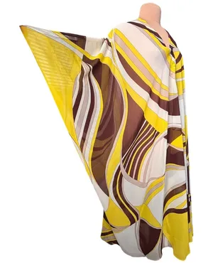 Zara Retro 70s Abstract Kaftan Dress Boho Caftan Oversized Maxi Resort Lounge thumbnail 1