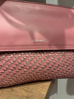 Coach Metallic Woven Leather Clutch Pink & Rose Gold thumbnail 4