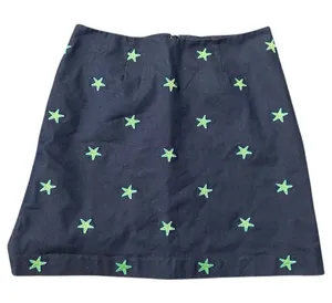 Lilly Pulitzer Vintage White Label 4 Navy Blue Green Starfish Embroidered Skirt thumbnail 1