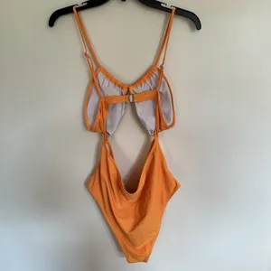 Women's One‎ Piece Orange Swimsuit Open Abdomen Area Size XL thumbnail 12