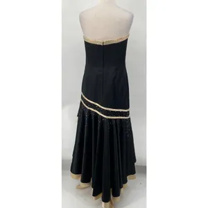 Vintage Y2k Camille La Vie Gown Beaded Strapless Satin Sweetheart Black Beige 10 thumbnail 8
