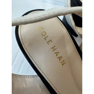 Cole Haan Black Cream Leather Heeled Sandals Womens 6.5 Preppy Dressy Shoes thumbnail 9