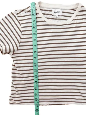 MATE the Label Cropped Striped Crewneck Tee Olive S thumbnail 8