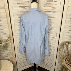 ABERCROMBIE & FITCH Women's Cotton Poplin Long Sleeve Shirt Shirtdress Blue thumbnail 13