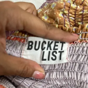 BUCKETLIST S Patchwork jumpsuit w/pockets one piece FLAW smocked bodice wide leg thumbnail 13