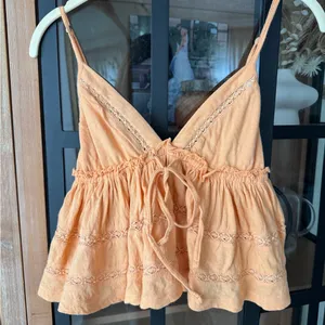 Kimchi Blue Nia babydoll crop top tank lace tie front bow Urban Outfitters neon thumbnail 8