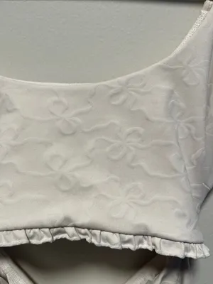 LOVESHACKFANCY Ergo Bow Jacquard Active Cutout Tennis Dress White, Size M thumbnail 5