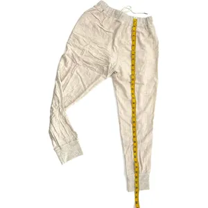 Beige Linen Like Jogger Pants Elastic Waist Ankle Cropped Casual Fit Pull On Hem thumbnail 5