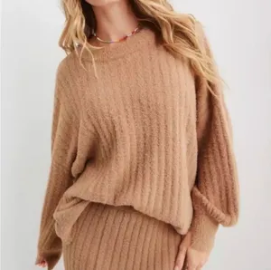 Aerie NWT Ribbed Buttercream Sweater Brown thumbnail 1