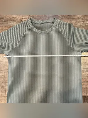 Lululemon Women Rest Less Pullover Striped Ribbed Long Sleeve Thumb Holes Medium thumbnail 2
