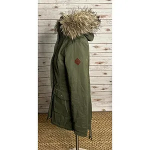 Hollister olive green sherpa-lined faux-fur trimmed hooded parka Size XS thumbnail 5