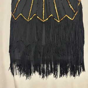 Babeyond Flapper Dress Black Gold Sequin Fringe Gatsby 1920s Costume Party‎ L thumbnail 7