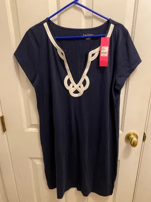 Lilly Pulitzer Brewster T-Shirt Dress True Navy Blue Size XL NWT thumbnail 1