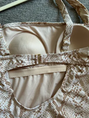 Kona Sol Beige and Light Brown Snakeskin Patterned Swim One Piece | Large 12-14 thumbnail 6