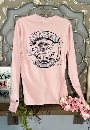 Champion University Of Alabama Pink Tshirt Cotton Long Sleeve Tee Womens Small thumbnail 5
