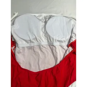 Roevite Red White Contrast High Cut One‎ Piece Swimsuit XL Tie Back Padded thumbnail 6