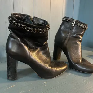 Coach Black Leather Ankle Boots with Chain Detail | Size 7 thumbnail 1