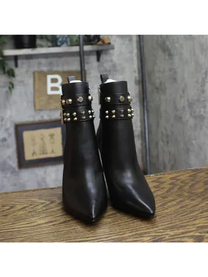 Michael Michael Kors Amal Studded Leather Ankle Boots Stiletto Heel Black 6M thumbnail 3