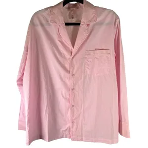 SKIMS Sleep Shirt Women's M/M Pink Cotton Button‎ Down Long Sleeve Pajama Top thumbnail 1