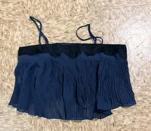 Y2K Free People Intimately Dark Navy Pleated Cami thumbnail 1