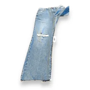 Garage Denim Droite 90s Straight Leg Light Wash Distressed‎ Raw Hem Jeans Sz 27 thumbnail 11