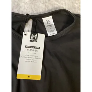 Members Mark Favorite Soft Romper Women Medium Black Short Sleeve Activewear NWT thumbnail 2