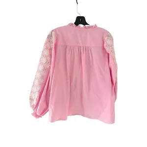 Gibson Latimer Pink‎ Cotton Eyelet Embroidered Balloon Sleeve Blouse Womens M thumbnail 5