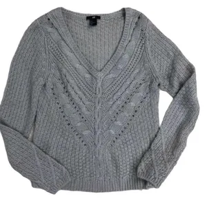 H&M Cable Knit Gray Lightweight Sweater Size Small thumbnail 9