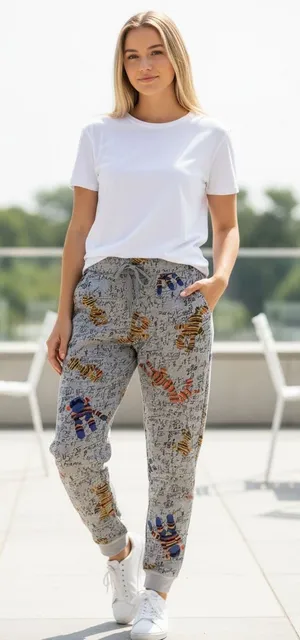 Med Easel Gray Joggers with Sock Monkeys & Math Equations thumbnail 1