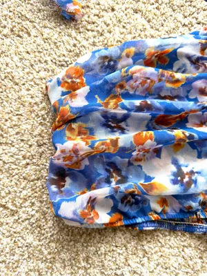 Misa Los Angeles Blue Pansy Selmin Top Blue Floral Halter Crop Top Sz Large thumbnail 7