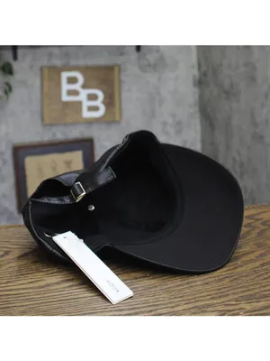 Aqua Vegan Leather Baseball Cap with Adjustable Buckle HT24944 Black thumbnail 5