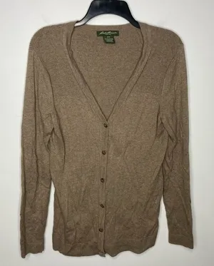 Eddie‎ Bauer tan brown cardigan sweater size medium thumbnail 1