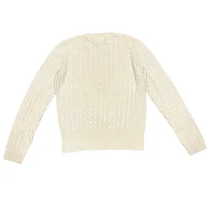 VTG 90s Tommy Hilfiger Womens Cream Cable Knit V-Neck Sweater Preppy Classic Med thumbnail 2