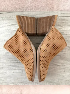 Marc Fisher Ripley Brown Suede Lasercut Perforated Stack 3" Block Heel Mule 8.5 thumbnail 6
