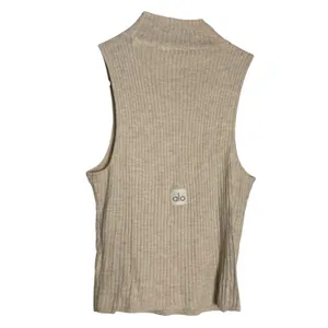 Alo Yoga Oatmeal Heather Sweater Knit Unwind Sleeveless Mock Neck Top Size Small thumbnail 8