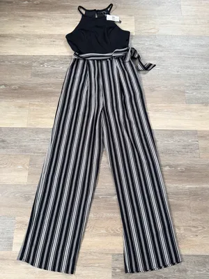 Speechless Sleeveless Jumpsuit Medium Black and Tan thumbnail 1