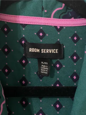 Room Service Geo Print Long Sleeve Pajama Sleep Top Size XL Green Pink Soft thumbnail 4