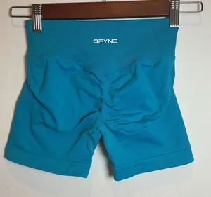 DFYNE Dynamic Seamless Scrunch Butt Gym Shorts Teal Blue High Waist Small XS thumbnail 1