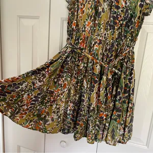 Jodifl Floral Mini Dress Sz 1X Ruffle Tiered Belted Waist Earthy Boho thumbnail 7