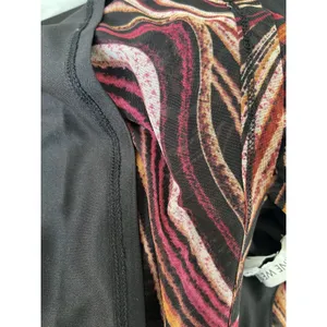 Nine West 2X Sheer Sleeves Overlay‎ Ripple Midi Dress Ruched Waist Pink Black thumbnail 6