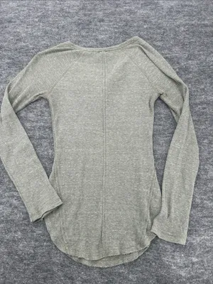 We The Free Free People Thermal Henley Top Olive Green Waffle Knit XS Boho thumbnail 8