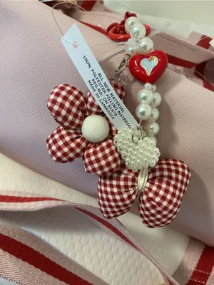 Pink Cherry Plaid Shoulder Bag with Red Accent Straps thumbnail 6