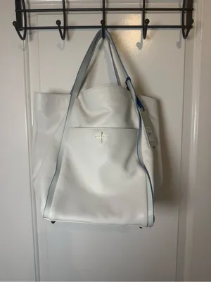 Pour La Victoire Cream Leather Tote with Top Handles thumbnail 2