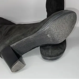 Vtg La Canadienne Tall Suede Heeled Boots Womens 9.5 Black Zip Classy Elegant Core thumbnail 9