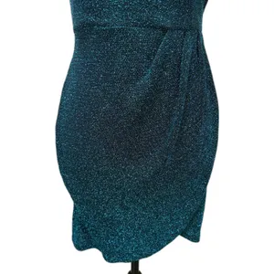 Lulus Forever Your Girl‎ Bodycon Mini Dress Dark Teal Metallic Hoco Size Medium thumbnail 3