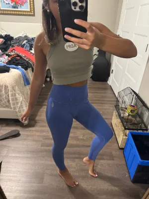 FREE PEOPLE Blue High-Waist Seamless Leggings thumbnail 1